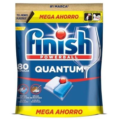 Finish Powerball Quantum All in 1 Pastillas para el lavavajillas todo en 1, limpieza profunda y brillo superior, 80 pastillas Finish Powerball Quantum All in 1 Pastillas para el lavavajillas todo en 1, limpieza profunda y brillo superior, 80 pastillas