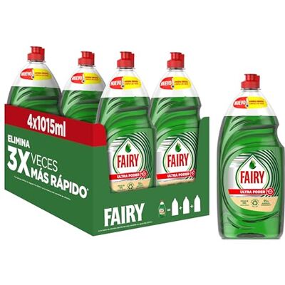 FAIRY Ultra Original Líquido Lavavajillas 4x1015ML Fórmula Efectiva Que Deja Los Platos Relucientes, Impresionante Poder Antigrasa FAIRY Ultra Original Líquido Lavavajillas 4x1015ML Fórmula Efectiva Que Deja Los Platos Relucientes, Impresionante Poder Antigrasa