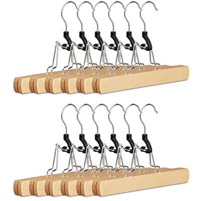 Relaxdays Percha para Pantalones de Madera, Pack de 12 Pinzas para Faldas y Pantalones, HxLxP: 17 x 25 x 2,3 cm, Natural Relaxdays Percha para Pantalones de Madera, Pack de 12 Pinzas para Faldas y Pantalones, HxLxP: 17 x 25 x 2,3 cm, Natural