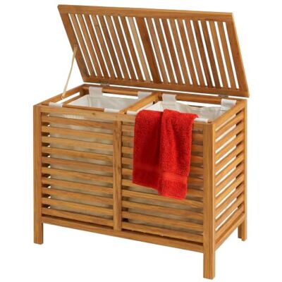 Relaxdays Cesto para ropa sucia 2 compartimentos, 150 L, color natural Relaxdays Cesto para ropa sucia 2 compartimentos, 150 L, color natural