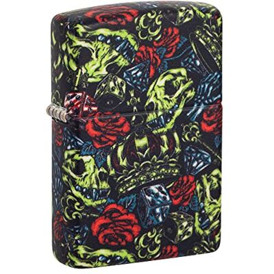 Zippo Mechero de Calavera Homo sapiens, Verde Mate, Recargable, Reutilizable, diseño Resistente al Viento, Caja de Regalo, Fabricado en Estados Unidos Zippo Mechero de Calavera Homo sapiens, Verde Mate, Recargable, Reutilizable, diseño Resistente al Viento, Caja de Regalo, Fabricado en Estados Unidos