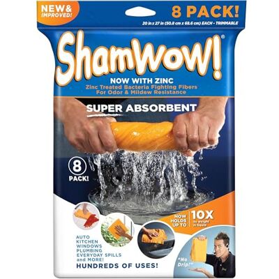 ShamWow El Original de Super Absorbente Multi-Propósito de Limpieza Shammy (Gamuza) una Toalla de Tela Lavable a máquina, no se rayará Paquete de 8 Naranja ShamWow El Original de Super Absorbente Multi-Propósito de Limpieza Shammy (Gamuza) una Toalla de Tela Lavable a máquina, no se rayará Paquete de 8 Naranja