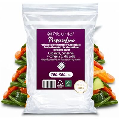 OFITURIA Bolsas ZIP Transparentes 200x300 mm con Cierre Hermético, Bolsas Zip para Alimentos, Snacks, Congelación y Organización de Cocina y Viaje – (50 Bolsas) OFITURIA Bolsas ZIP Transparentes 200x300 mm con Cierre Hermético, Bolsas Zip para Alimentos, Snacks, Congelación y Organización de Cocina y Viaje – (50 Bolsas)