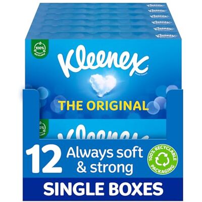 Kleenex Original Pañuelos Faciales - Pack de 12 - Suaves para Uso Diario Kleenex Original Pañuelos Faciales - Pack de 12 - Suaves para Uso Diario
