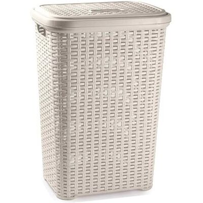 AC Cesto para Ropa Sucia con Tapa y Asas Estilo Rattan Fabricado en españa Cubo pongotodo para Colada Diseño imitión Mimbre Capidad 60 litros 61,5 x 42,5 x 34 cm Color Beige AC Cesto para Ropa Sucia con Tapa y Asas Estilo Rattan Fabricado en españa Cubo pongotodo para Colada Diseño imitión Mimbre Capidad 60 litros 61,5 x 42,5 x 34 cm Color Beige