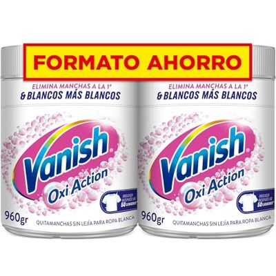 Vanish Oxi Action Quitamanchas y Blanqueador para Ropa Blanca, en Polvo, Sin Lejía Pack de 2 x 960 g Vanish Oxi Action Quitamanchas y Blanqueador para Ropa Blanca, en Polvo, Sin Lejía Pack de 2 x 960 g
