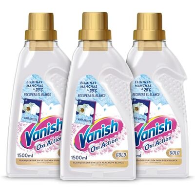 Vanish Oxi Action Gold Multipoder Quitamanchas multibeneficio, blanqueador y potenciador del lavado, para ropa blanca, en gel, sin lejía 3 x 1500 ml (4500 ml) Vanish Oxi Action Gold Multipoder Quitamanchas multibeneficio, blanqueador y potenciador del lavado, para ropa blanca, en gel, sin lejía 3 x 1500 ml (4500 ml)