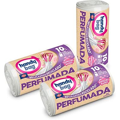 Handy Bag Bolsas de Basura Baño, Perfumadas, Extra Resistentes, 80% Materiales Reciclados, 45 Bolsas Handy Bag Bolsas de Basura Baño, Perfumadas, Extra Resistentes, 80% Materiales Reciclados, 45 Bolsas