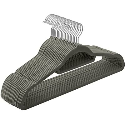 SONGMICS Percha de Terciopelo, Juego de 20, Antideslizantes, con Barra Corbata y Gancho Giratorio 360°, 0,6 cm Espesor, Ahorra Espacio, 43,5 cm Largo, para Abrigo Pantalón, Gris SONGMICS Percha de Terciopelo, Juego de 20, Antideslizantes, con Barra Corbata y Gancho Giratorio 360°, 0,6 cm Espesor, Ahorra Espacio, 43,5 cm Largo, para Abrigo Pantalón, Gris