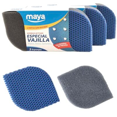 Maya Pack de 6 Estropajos de Cocina para Limpieza de Vajillas, Ollas y Sartenes sin Dejar Rayas 12x8,5x2,5 cm Esponjas Lavables en Lavavajillas y Lavadora (EVO, Azul) Maya Pack de 6 Estropajos de Cocina para Limpieza de Vajillas, Ollas y Sartenes sin Dejar Rayas 12x8,5x2,5 cm Esponjas Lavables en Lavavajillas y Lavadora (EVO, Azul)