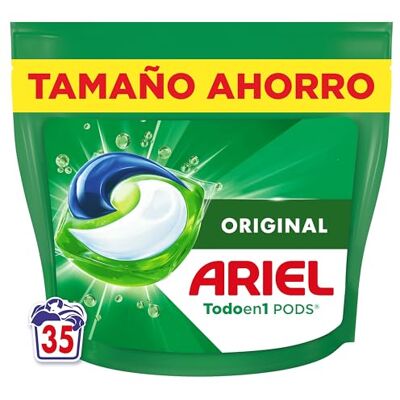 Ariel Todo En 1 PODS, Detergente Líquido Para Lavadora 35 Capsulas/Pastillas, Original, 5 Acciones Para Una Limpieza Increíble Ariel Todo En 1 PODS, Detergente Líquido Para Lavadora 35 Capsulas/Pastillas, Original, 5 Acciones Para Una Limpieza Increíble