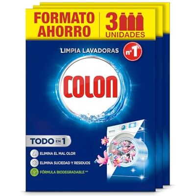 Colon Limpialavadoras Limpia la lavadora y elimina malos olores, Megapack de 3 usos, 250 ml Paquete de 3, 3 Unidades Colon Limpialavadoras Limpia la lavadora y elimina malos olores, Megapack de 3 usos, 250 ml Paquete de 3, 3 Unidades