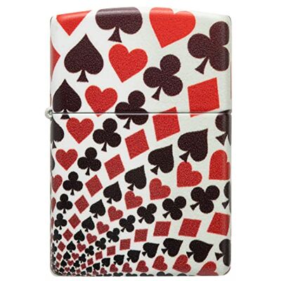 Zippo Encendedor a Prueba de Viento Diseño Naipes Acabado Blanco Mate e Impresión a 540° Color Recargable Reutilizable Diseño a Prueba de Viento Caja de Regalo Hecho en EEUU Zippo Encendedor a Prueba de Viento Diseño Naipes Acabado Blanco Mate e Impresión a 540° Color Recargable Reutilizable Diseño a Prueba de Viento Caja de Regalo Hecho en EEUU