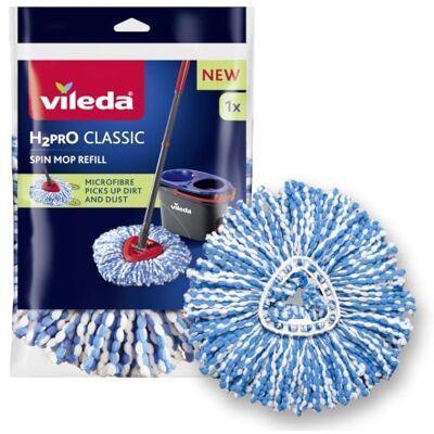 Vileda H2PrO Recambio de mopa giratoria, Recambio de Cabezal de mopa, Eliminación de Suciedad persistente, Limpieza con Microfibra, Lavable a máquina, Duradera, para Todos los Suelos Duros sellados Vileda H2PrO Recambio de mopa giratoria, Recambio de Cabezal de mopa, Eliminación de Suciedad persistente, Limpieza con Microfibra, Lavable a máquina, Duradera, para Todos los Suelos Duros sellados