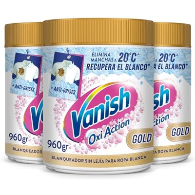 Vanish Oxi Action Gold Quitamanchas multibeneficio, blanqueador y potenciador del lavado, para ropa blanca, En Polvo, Sin Lejía 2,88kg (3x 960g) Vanish Oxi Action Gold Quitamanchas multibeneficio, blanqueador y potenciador del lavado, para ropa blanca, En Polvo, Sin Lejía 2,88kg (3x 960g)