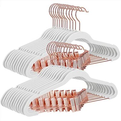 SONGMICS Modelo - Perchas ajustables en terciopelo Oro Rosa - Perchas SONGMICS Modelo - Perchas ajustables en terciopelo Oro Rosa - Perchas