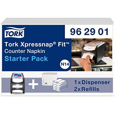 Tork Xpressnap Fit Starter Pack inicial de dispensadores de servilletas para mostrador N14 + recambios de servilletas (2 x 120 hojas) Tork Xpressnap Fit Starter Pack inicial de dispensadores de servilletas para mostrador N14 + recambios de servilletas (2 x 120 hojas)