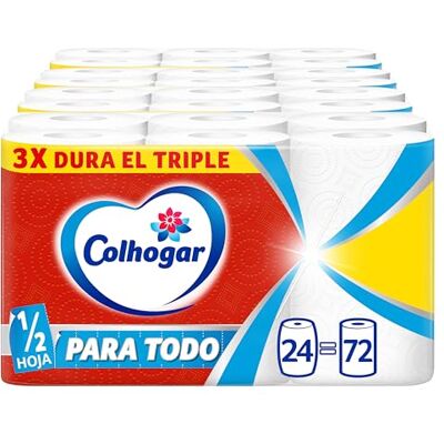 Colhogar Paratodo Rollos x24 Rollos para Cocina Multiusos y Absorbente 24=72 Rollos (4x6) Colhogar Paratodo Rollos x24 Rollos para Cocina Multiusos y Absorbente 24=72 Rollos (4x6)