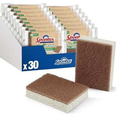 Spontex Pure Power Lote de 30 esponjas de Limpieza con Fieltro abrasivo de Fibras 100% recicladas, 15 x 2 Unidades Spontex Pure Power Lote de 30 esponjas de Limpieza con Fieltro abrasivo de Fibras 100% recicladas, 15 x 2 Unidades
