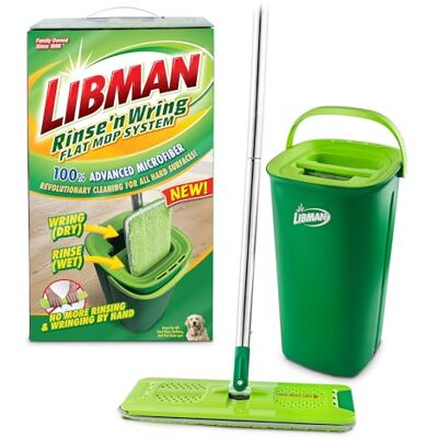 LIBMAN COMMERCIAL Libman Rinse 'n Wring Mop and Bucket System Mopa de Microfibra para Suelos Limpiador de Pisos de Madera Dura Mopa húmeda y Seca Cámaras de Agua Limpia y Sucia Cuchillas eléctricas 1 LIBMAN COMMERCIAL Libman Rinse 'n Wring Mop and Bucket System Mopa de Microfibra para Suelos Limpiador de Pisos de Madera Dura Mopa húmeda y Seca Cámaras de Agua Limpia y Sucia Cuchillas eléctricas 1