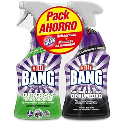 Cillit Bang Spray limpiador quitagrasas, para cocinas y spray Suciedad y manchas de humedad, para baños Pack 2 x 750 ml Cillit Bang Spray limpiador quitagrasas, para cocinas y spray Suciedad y manchas de humedad, para baños Pack 2 x 750 ml
