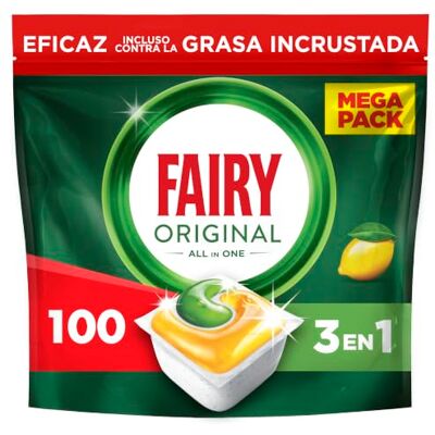 FAIRY Original TodoEn1 Cápsulas Lavavajillas Máquina Limón, 100 Cápsulas Efectivas Incluso En La Grasa Incrustada FAIRY Original TodoEn1 Cápsulas Lavavajillas Máquina Limón, 100 Cápsulas Efectivas Incluso En La Grasa Incrustada