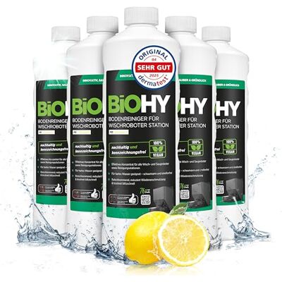 BIOHY Limpiador de suelos para robot de fregado con aroma fresco (6 x 1 litro) Detergente concentrado para todos los robots de limpieza y aspiración con función húmeda, sin espuma y sin rayas, para BIOHY Limpiador de suelos para robot de fregado con aroma fresco (6 x 1 litro) Detergente concentrado para todos los robots de limpieza y aspiración con función húmeda, sin espuma y sin rayas, para