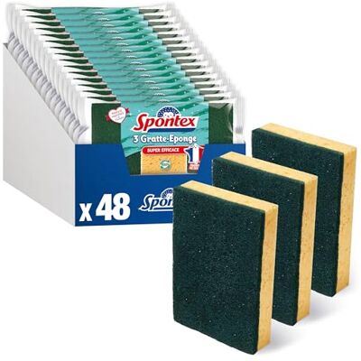 Spontex – Rascador de Esponja súper eficaz – 3 esponjas rasadoras Verdes (16 Paquetes de 3) Spontex – Rascador de Esponja súper eficaz – 3 esponjas rasadoras Verdes (16 Paquetes de 3)
