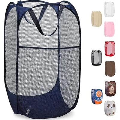 Handy Laundry Cesto de malla para colada, portátil, con asas duraderas, plegable para almacenamiento y fácil de abrir, ideales para la habitación de los niños, la universidad o los viajes Handy Laundry Cesto de malla para colada, portátil, con asas duraderas, plegable para almacenamiento y fácil de abrir, ideales para la habitación de los niños, la universidad o los viajes