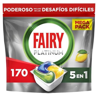 FAIRY Platinum Limón, Cápsulas De Lavavajillas Todo En Uno, 170 Cápsulas, Para Los Restos Más Difíciles, Limpia Incluso La Grasa De Los Filtros FAIRY Platinum Limón, Cápsulas De Lavavajillas Todo En Uno, 170 Cápsulas, Para Los Restos Más Difíciles, Limpia Incluso La Grasa De Los Filtros