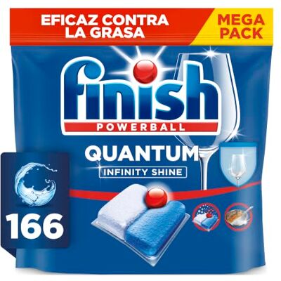 Finish Quantum Infinity Shine Pastillas para lavavajillas 166 cápsulas Pastillas eficaces contra la grasa incrustada, ofrecen disolución rápida. Detergente para lavavajillas Finish Quantum Infinity Shine Pastillas para lavavajillas 166 cápsulas Pastillas eficaces contra la grasa incrustada, ofrecen disolución rápida. Detergente para lavavajillas