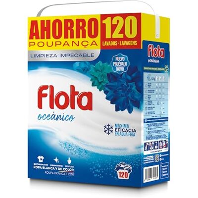 FLOTA Oceánico 120 Lavados Detergente Lavadora en Polvo Ropa Blanca y de Color FLOTA Oceánico 120 Lavados Detergente Lavadora en Polvo Ropa Blanca y de Color
