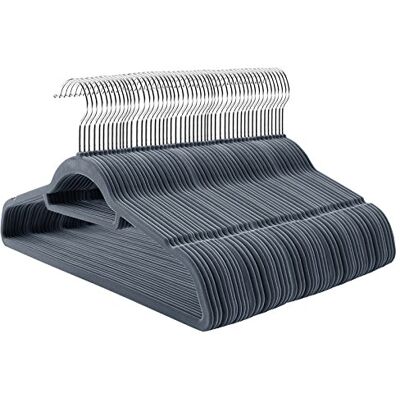 SONGMICS Perchas de Terciopelo,Paquete de 100 Antideslizantes, 0.6 cm Espesor, Espacio Mínimo, Ganchos Giratorios de 360° 43,5 cm Ancho, para Abrigo, Chaqueta, Vestido, Pantalón, Gris Ligero SONGMICS Perchas de Terciopelo,Paquete de 100 Antideslizantes, 0.6 cm Espesor, Espacio Mínimo, Ganchos Giratorios de 360° 43,5 cm Ancho, para Abrigo, Chaqueta, Vestido, Pantalón, Gris Ligero