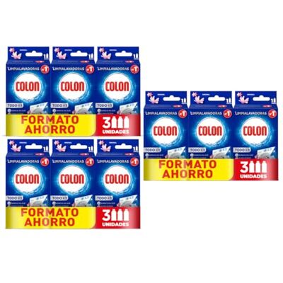 Colon Limpialavadoras Limpiador lavadora y antiolor megapack de 9 usos, 9 Unidades Colon Limpialavadoras Limpiador lavadora y antiolor megapack de 9 usos, 9 Unidades