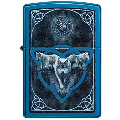 Zippo Encendedor a Prueba de Viento Wolves Design de Anne Stokes Acabado Azul Pulido Recargable Reutilizable Diseño a Prueba de Viento Caja de Regalo Hecho en EEUU Zippo Encendedor a Prueba de Viento Wolves Design de Anne Stokes Acabado Azul Pulido Recargable Reutilizable Diseño a Prueba de Viento Caja de Regalo Hecho en EEUU