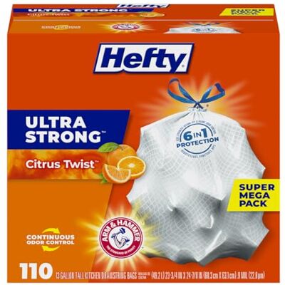 Hefty Bolsas de basura de cocina altas, ultrafuertes, aroma de cítricos Hefty Bolsas de basura de cocina altas, ultrafuertes, aroma de cítricos