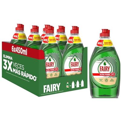 FAIRY Ultra Poder Original Líquido Lavavajillas 6x450ML Fórmula Efectiva Que Deja Los Platos Relucientes, Poder Antigrasa FAIRY Ultra Poder Original Líquido Lavavajillas 6x450ML Fórmula Efectiva Que Deja Los Platos Relucientes, Poder Antigrasa