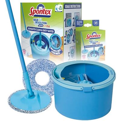 Set de Mopa y Cubo Spontex Aqua Revolution System X'tra - Separa agua limpia y sucia Set de Mopa y Cubo Spontex Aqua Revolution System X'tra - Separa agua limpia y sucia