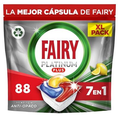 FAIRY Platinum Plus Limón Cápsulas De Lavavajillas Todo En Uno, 88 Cápsulas, Nuestra Mejor Limpieza Que Deja Los Platos Como Nuevos, Elimina La Falta De Brillo Y Evita La Cal FAIRY Platinum Plus Limón Cápsulas De Lavavajillas Todo En Uno, 88 Cápsulas, Nuestra Mejor Limpieza Que Deja Los Platos Como Nuevos, Elimina La Falta De Brillo Y Evita La Cal