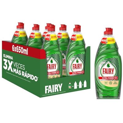 FAIRY Ultra Poder Original Líquido Lavavajillas 6x650ML Fórmula Efectiva Que Deja Los Platos Relucientes, Impresionante Poder Antigrasa FAIRY Ultra Poder Original Líquido Lavavajillas 6x650ML Fórmula Efectiva Que Deja Los Platos Relucientes, Impresionante Poder Antigrasa
