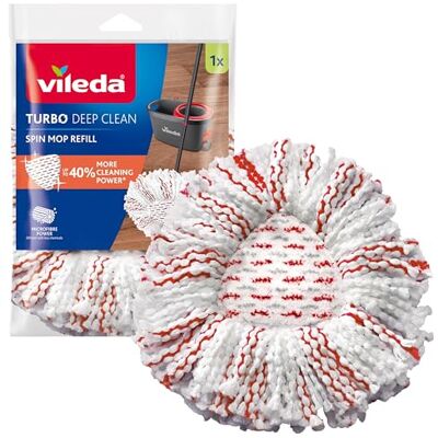 Vileda Recambio Original Turbo Deep Clean, 1ud, Compatible con Todos Sistemas de Fregona Giratoria Turbo, hasta 40 % más Rendimiento de Limpieza, para Todas Superficies de Suelos Duro Vileda Recambio Original Turbo Deep Clean, 1ud, Compatible con Todos Sistemas de Fregona Giratoria Turbo, hasta 40 % más Rendimiento de Limpieza, para Todas Superficies de Suelos Duro