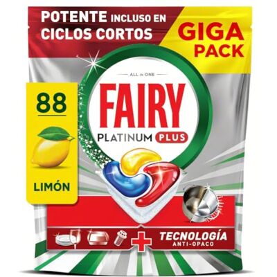 FAIRY Platinum Plus Limón, Cápsulas Lavavajillas Todo En Uno, 88 Und. Mejor limpieza, platos como nuevos, elimina matidez, evita calcificación FAIRY Platinum Plus Limón, Cápsulas Lavavajillas Todo En Uno, 88 Und. Mejor limpieza, platos como nuevos, elimina matidez, evita calcificación