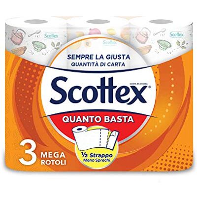 Scottex Quanto Basta, Papel De Cocina, Opción Medio Rasgón, Papel Certificado FSC, 3 Maxi Rollos Scottex Quanto Basta, Papel De Cocina, Opción Medio Rasgón, Papel Certificado FSC, 3 Maxi Rollos