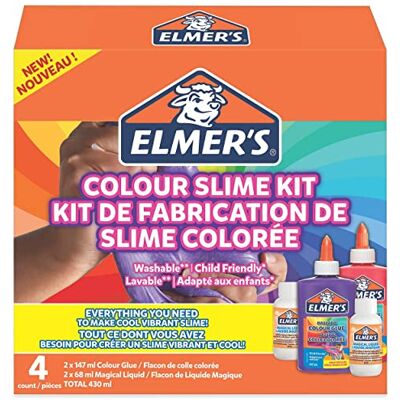 Elmer's Elmer’s Kit de slime de colores Incluye pegamento PVA de colores lavable Colores surtidos y activador líquido mágico para slime Lavable y apto para niños 4 unidades Elmer's Elmer’s Kit de slime de colores Incluye pegamento PVA de colores lavable Colores surtidos y activador líquido mágico para slime Lavable y apto para niños 4 unidades