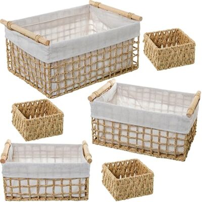AlexandreHouse SET 6 CESTOS CUERDA DE PAPEL C/TELA 70%+30% ALGODÓN/POLIÉSTE_50X35X25+44X30X20+37X25X17+17 AlexandreHouse SET 6 CESTOS CUERDA DE PAPEL C/TELA 70%+30% ALGODÓN/POLIÉSTE_50X35X25+44X30X20+37X25X17+17