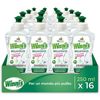 Winni's Aditivo abrillantador para lavavajillas hipoalergénico, con vinagre natural biológico, contra residuos y manchas, con materias primas de origen vegetal, 250 ml x 16 paquetes Winni's Aditivo abrillantador para lavavajillas hipoalergénico, con vinagre natural biológico, contra residuos y manchas, con materias primas de origen vegetal, 250 ml x 16 paquetes