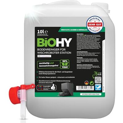 BIOHY Limpiador de suelos para robot limpiador estación con aroma primaveral (bidón de 10 litros) + grifo de salida, concentrado para todos los robots de limpieza con función húmeda, brazo de espuma y BIOHY Limpiador de suelos para robot limpiador estación con aroma primaveral (bidón de 10 litros) + grifo de salida, concentrado para todos los robots de limpieza con función húmeda, brazo de espuma y