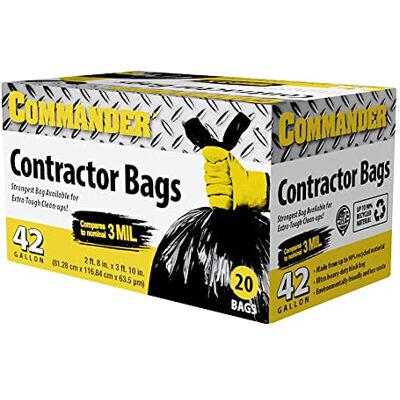 Commander CONT20EV Bolsas de basura negras resistentes de 42 galones, 3 mil, 32 x 46 pulgadas, paquete de 20 unidades, para contratistas, industriales, institucionales y comerciales, palé CONT20EV Commander CONT20EV Bolsas de basura negras resistentes de 42 galones, 3 mil, 32 x 46 pulgadas, paquete de 20 unidades, para contratistas, industriales, institucionales y comerciales, palé CONT20EV