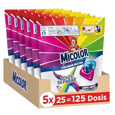 Micolor detergente en capsulas, Jabon para ropa de color, 5 unidades x 25 dosis, Total: 125 dosis Micolor detergente en capsulas, Jabon para ropa de color, 5 unidades x 25 dosis, Total: 125 dosis