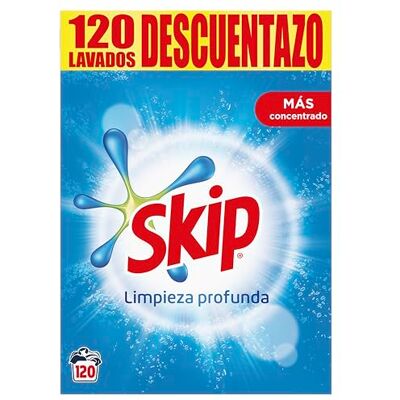 Skip detergente en polvo para la ropa, limpieza profunda 120 lavados Skip detergente en polvo para la ropa, limpieza profunda 120 lavados